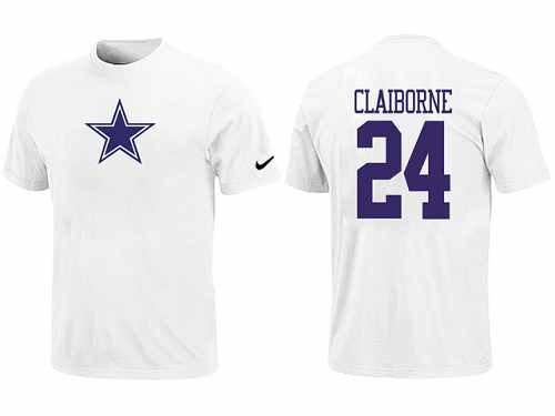 Nike Dallas Cowboys #24 Morris Claiborne Name & Number NFL T-Shirt - White